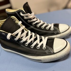 Black Leather High-Top Converse